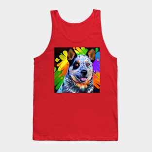 Australian Cattle Dog Rainbow Painting Tank Top